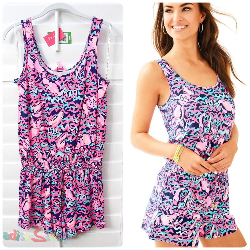 🦞 *Lilly Pulitzer * Tala Romper in "Pop Up Lobstah Roll", size XS (retail:$138)